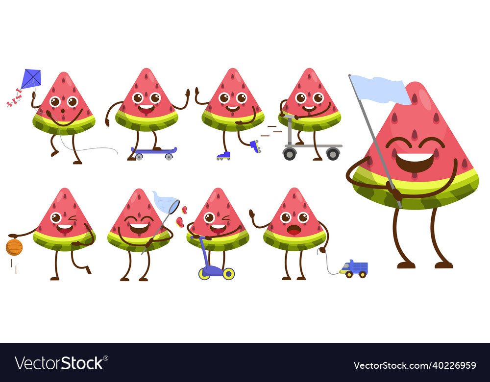 Bundle set of fruit cartoon mascot vector image Bundle set of fruit cartoon mascot