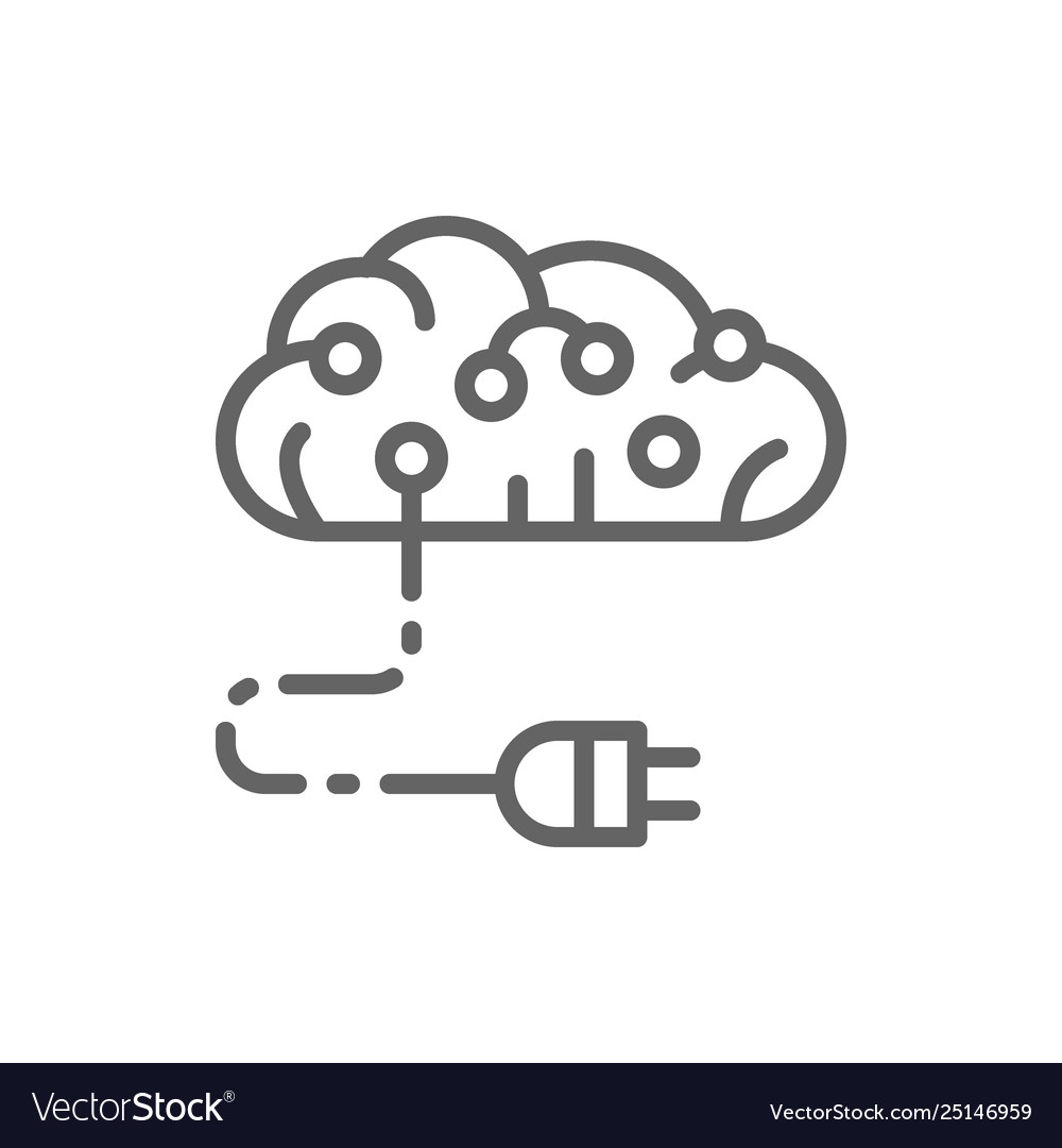 Connected brain to circuit board artificial vector image Connected brain to circuit board artificial