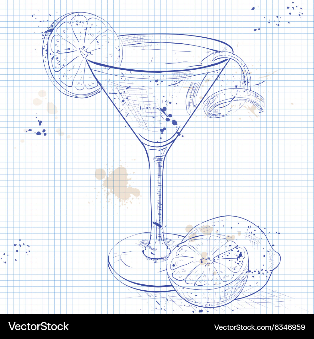 Cosmopolitan on a notebook page Royalty Free Vector Image