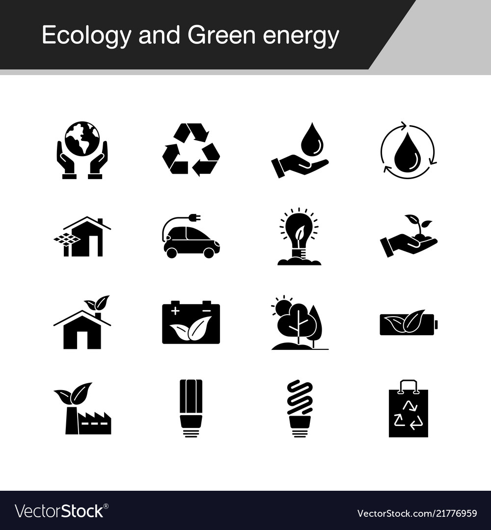 Ecology and green energy icons design vector image Ecology and green energy icons design