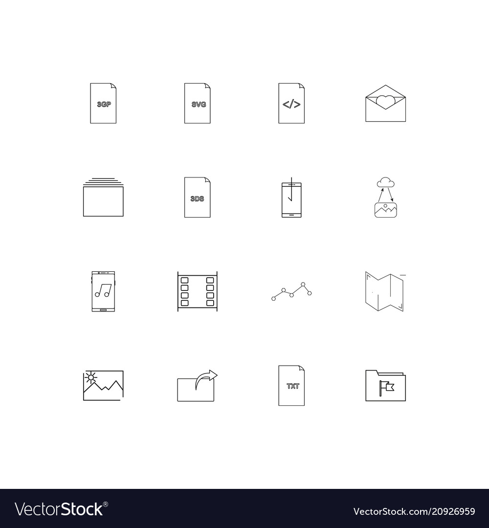 Files and folders sign linear thin icons set