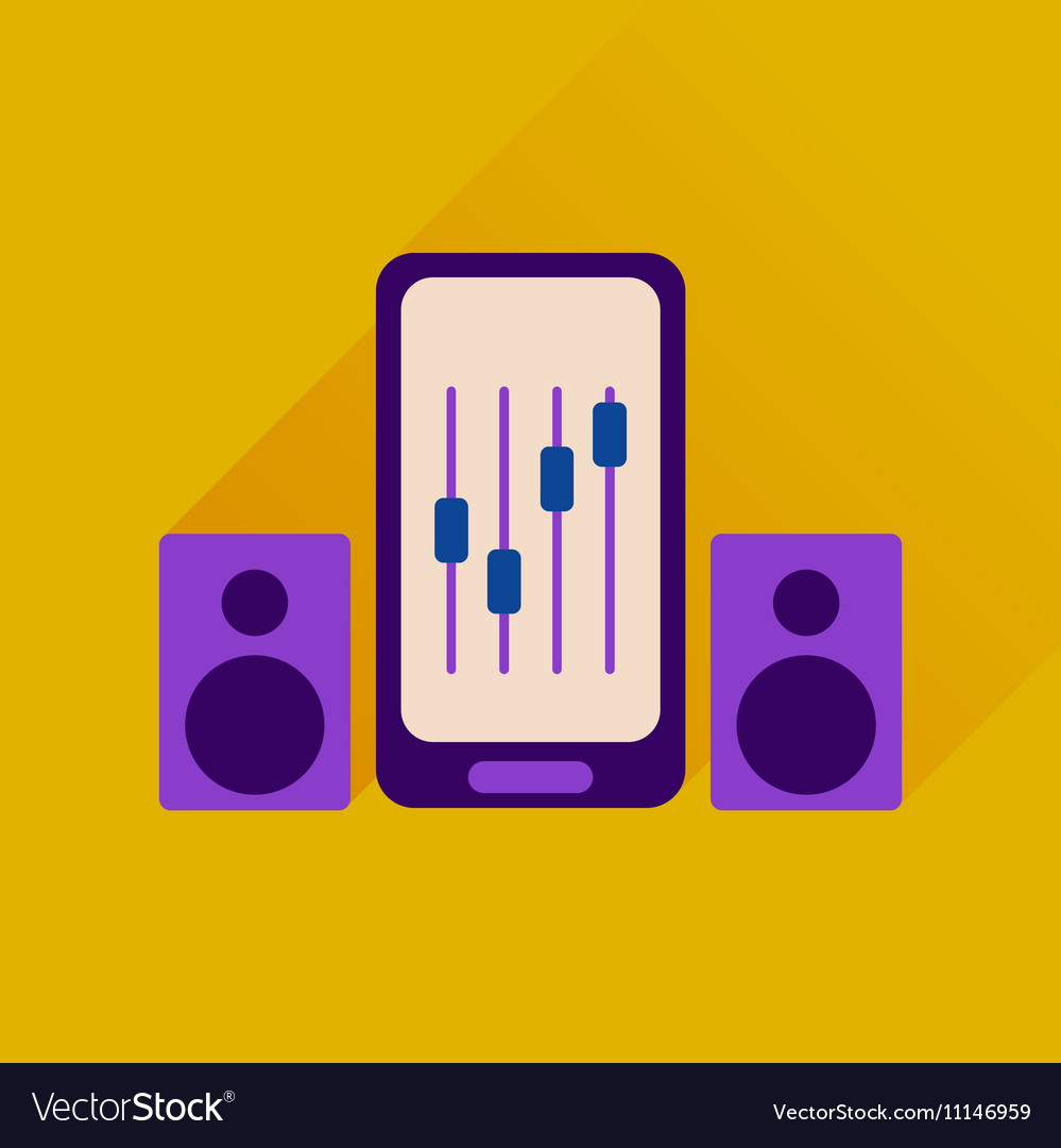 Flat web icon with long shadow mobile volume
