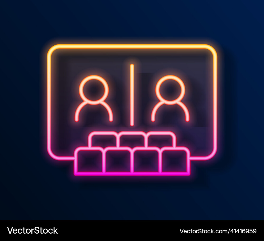 Glowing neon line video chat conference icon Vector Image