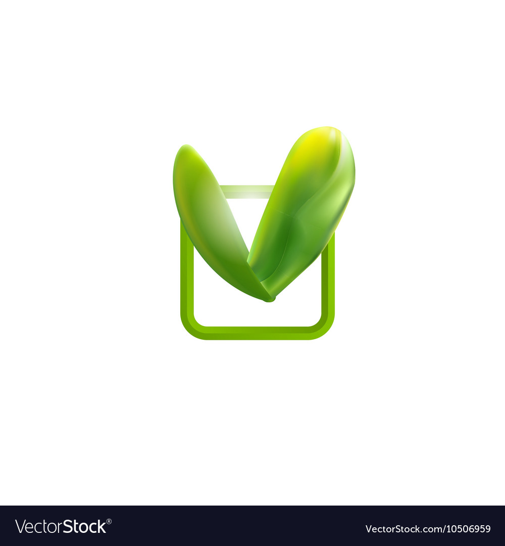 Green square check mark Royalty Free Vector Image