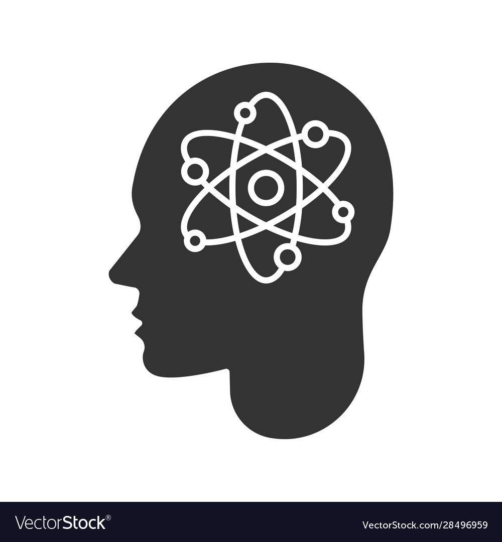 Human head with atom inside glyph icon Vector Image Human head with atom inside glyph icon
