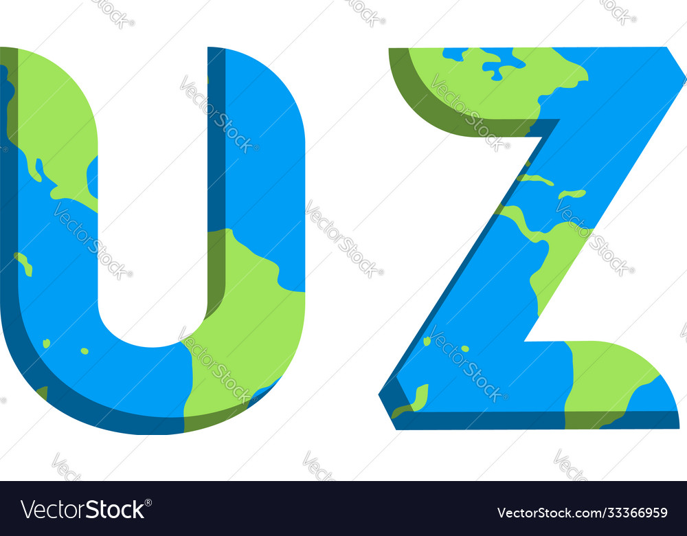 Initial uz logo design with world map style