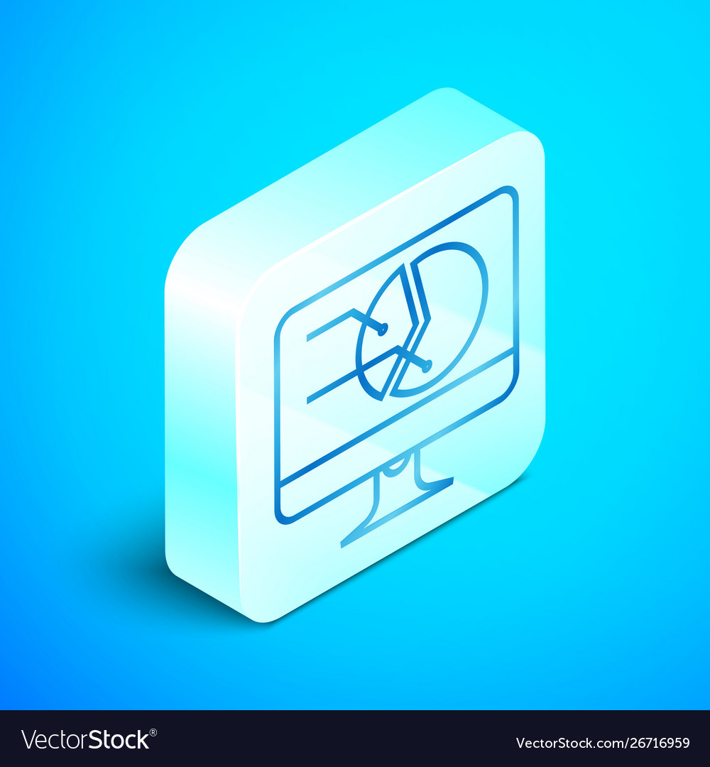 Isometric line computer monitor with graph chart