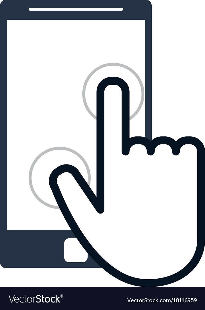 Modern cellphone with hand pointer icon