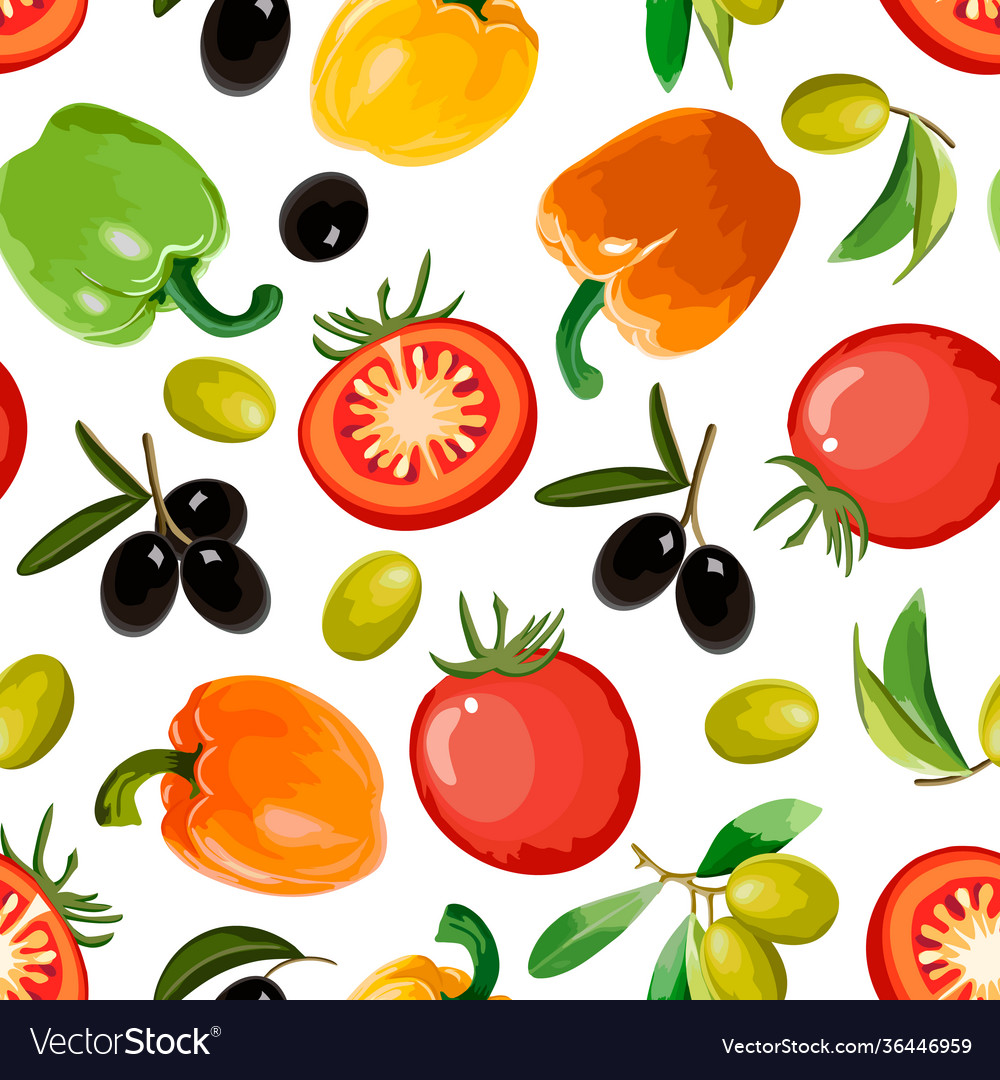 Multicolored vegetables in a pattern