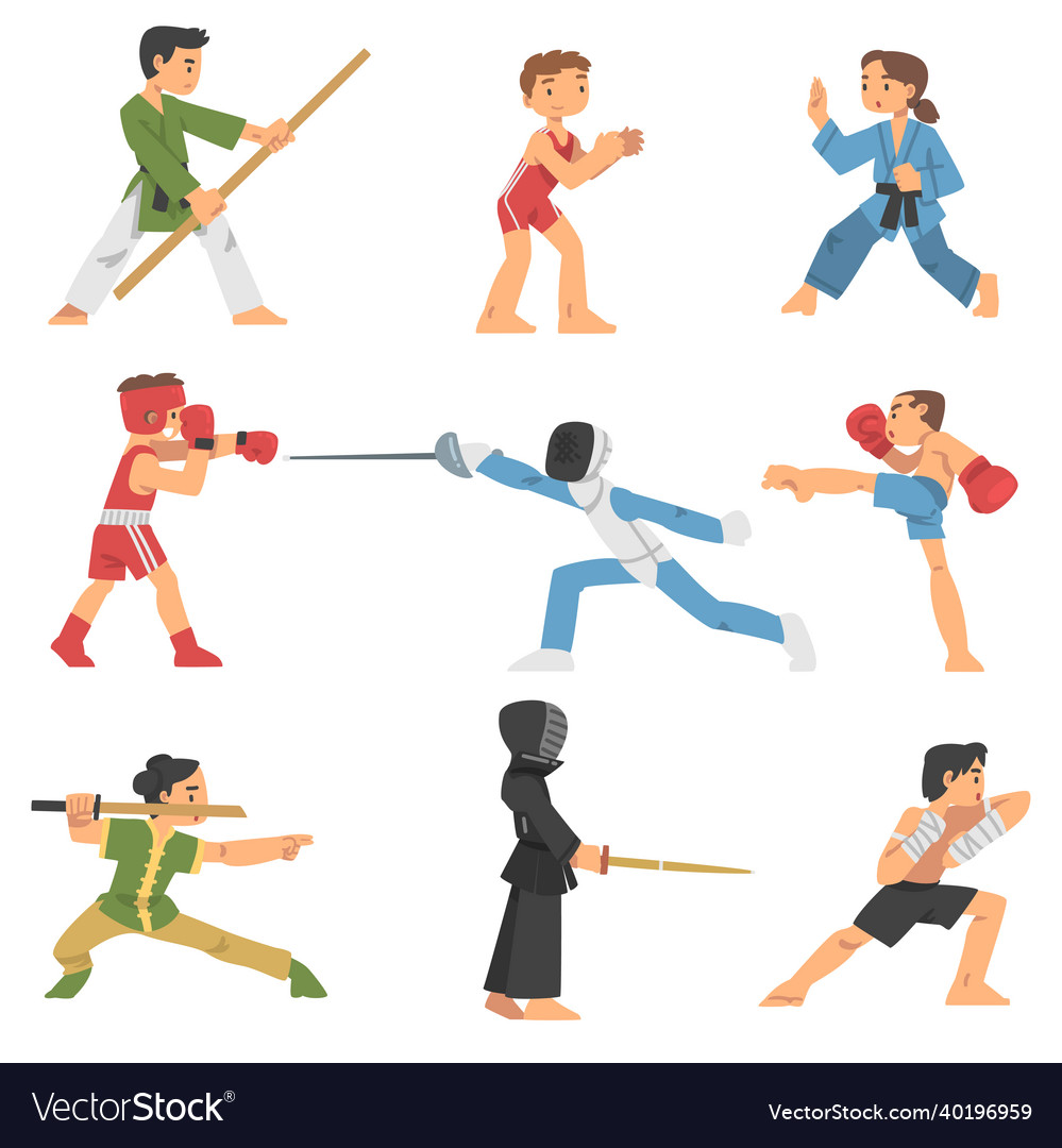 People character engaged in combat sport Vector Image