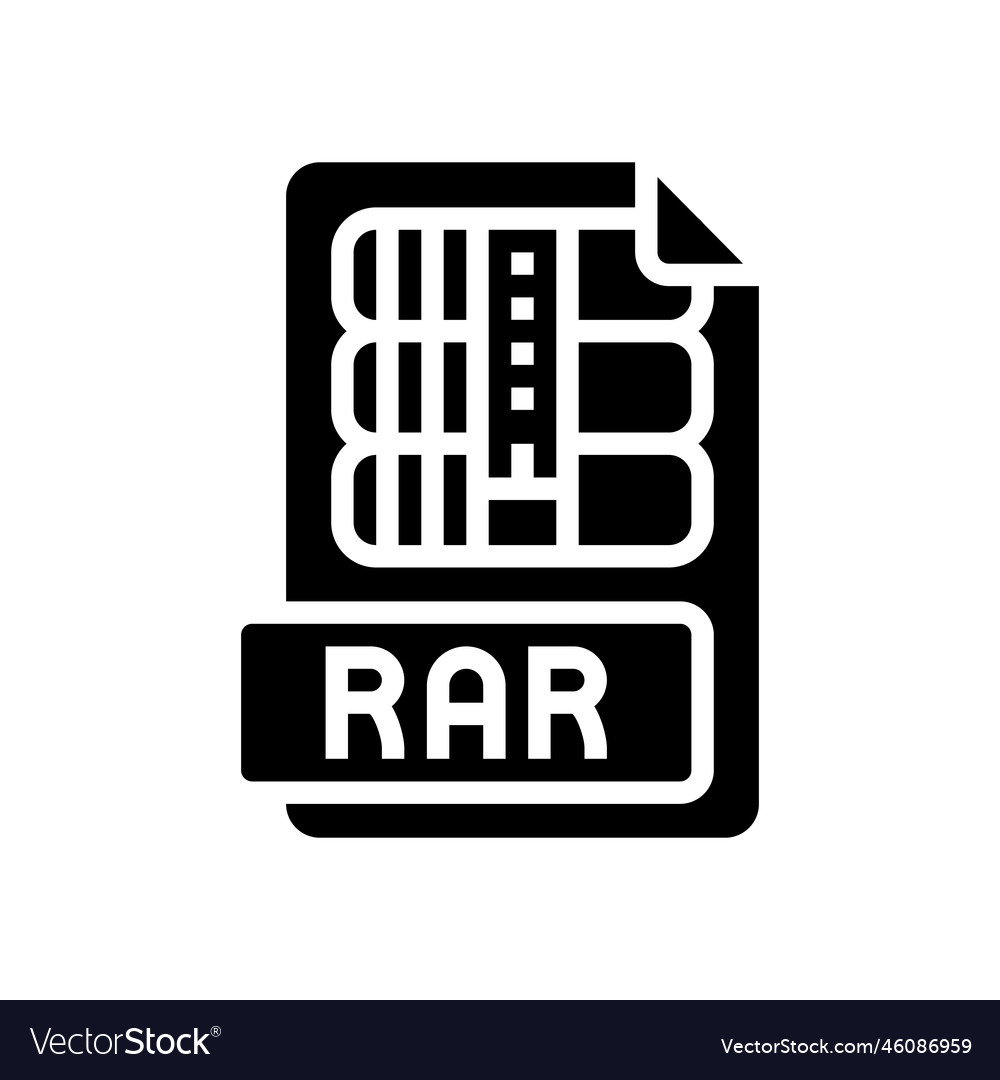 Rar file format document glyph icon vector image Rar file format document glyph icon