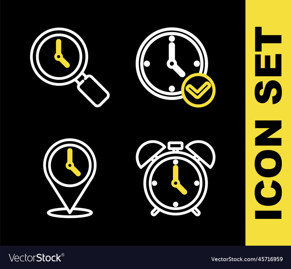 Set line clock alarm location vector image Set line clock alarm location