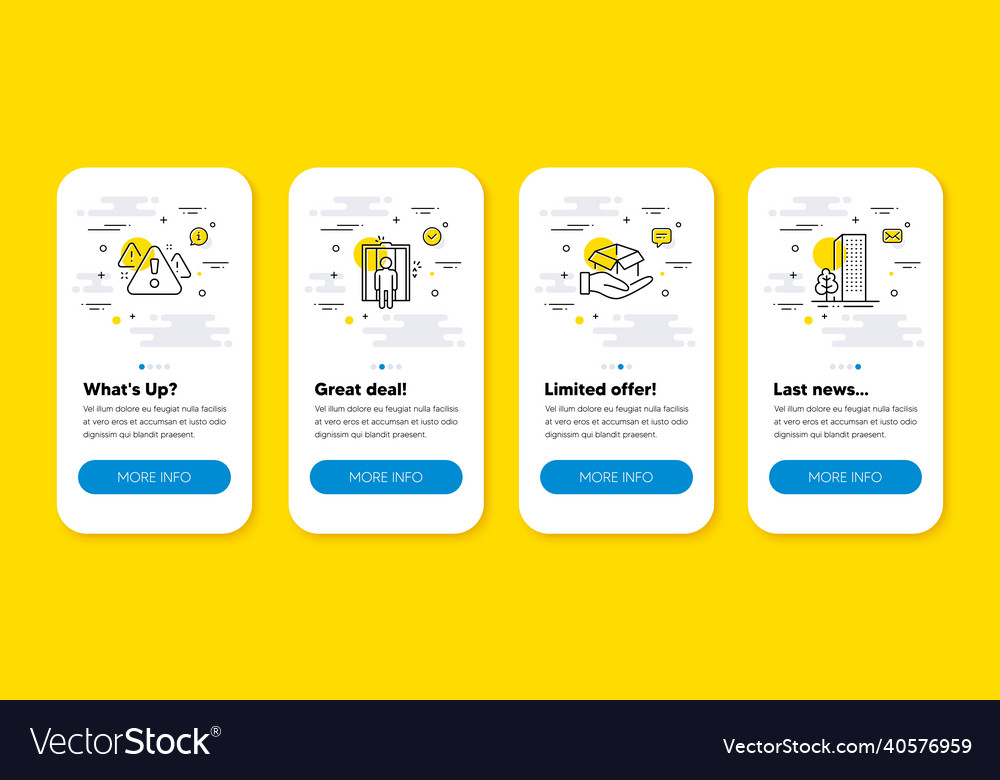 Set of warning hold box and elevator line vector image Set of warning hold box and elevator line