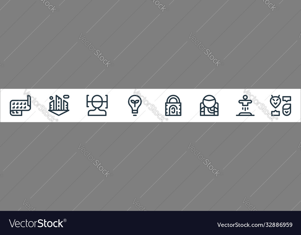 Technology future line icons linear set vector image Technology future line icons linear set