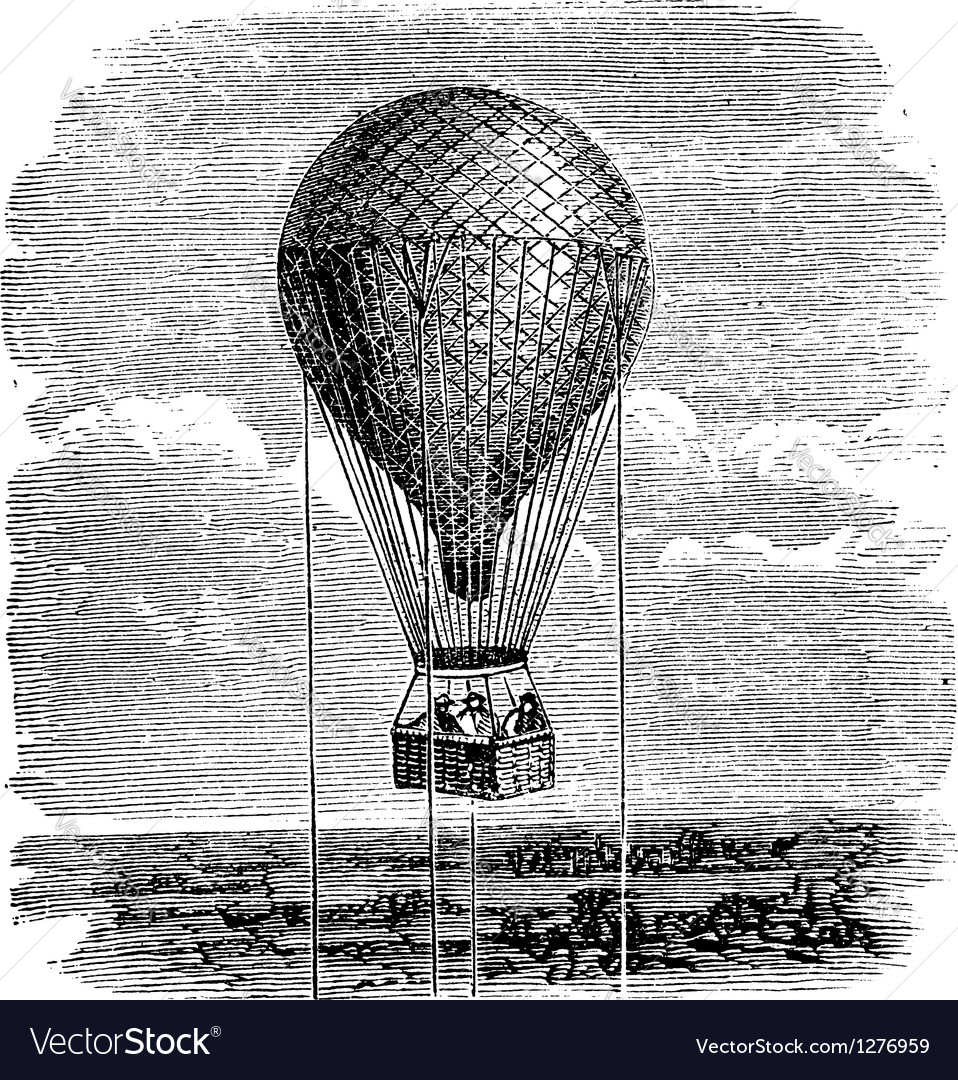Vintage Hot Air Balloon Engraving