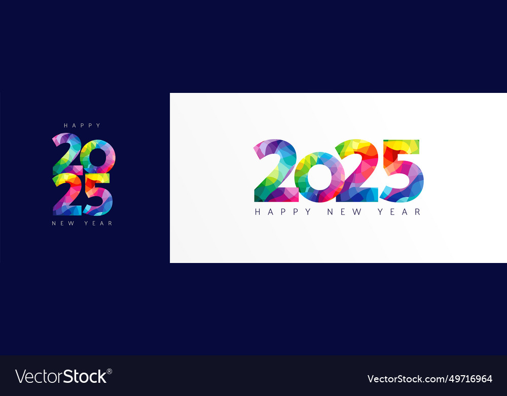 2025 happy new year colorful facet typography logo