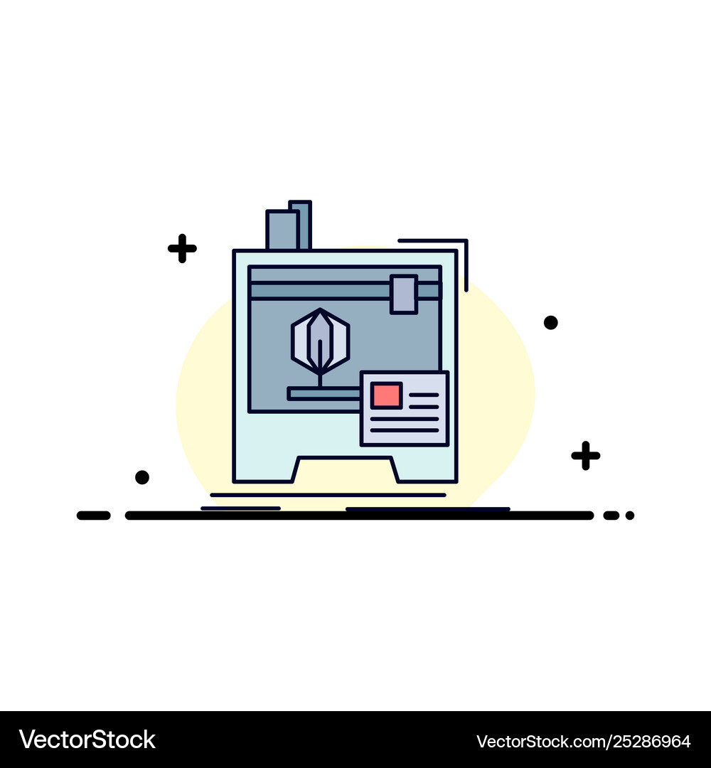 3d dimensional machine printer printing flat Vector Image