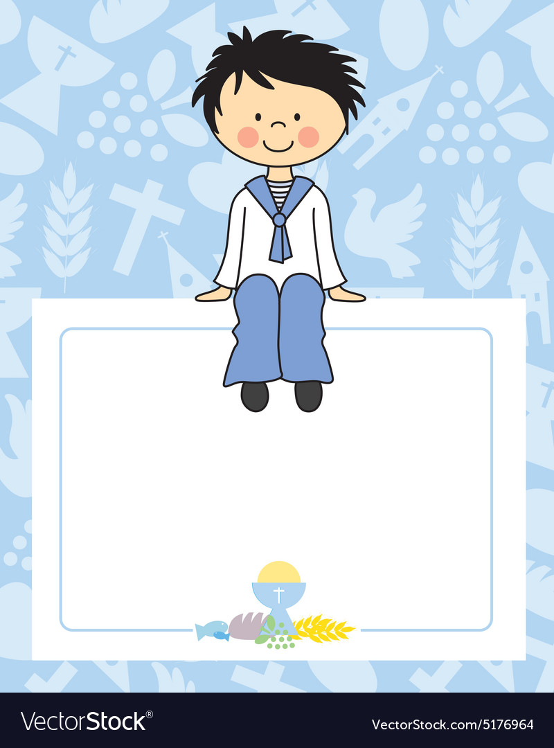 Boy communion card Royalty Free Vector Image - VectorStock