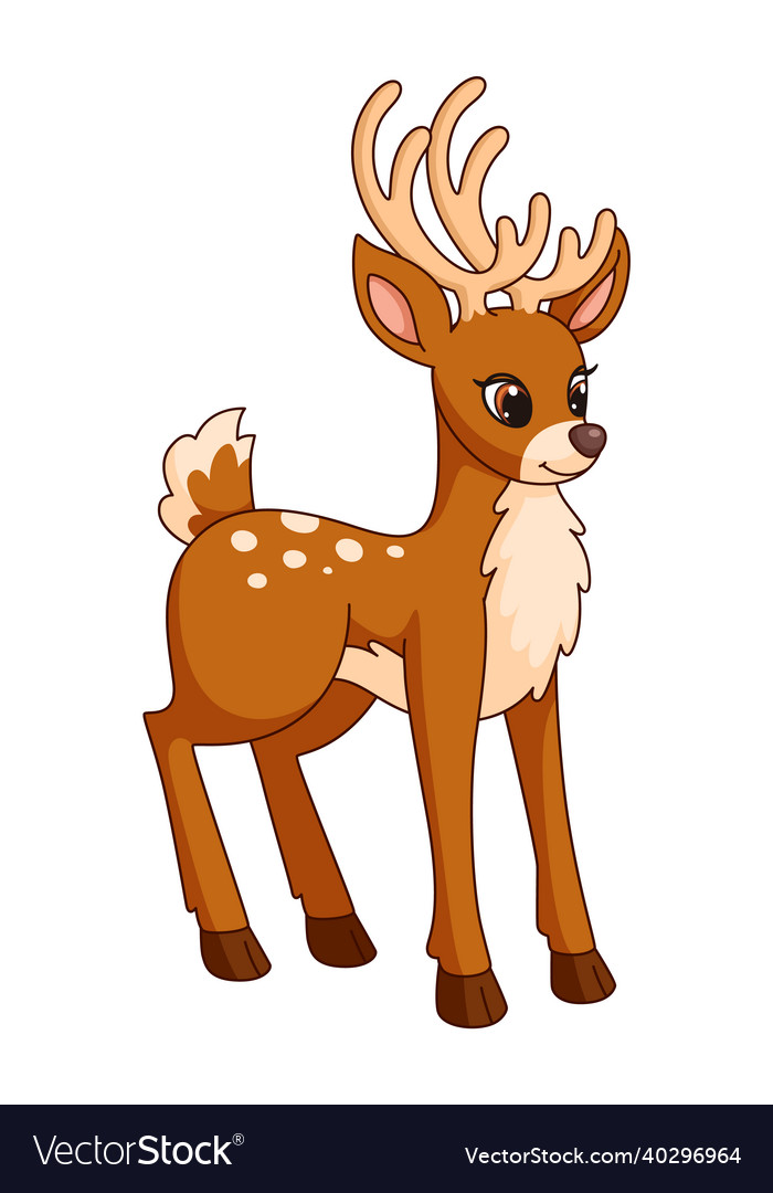 Cartoon deer cute forest animal with antlers Vector Image