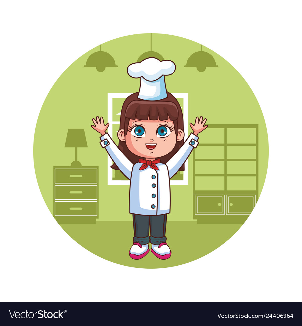 Cute chef girl cartoon