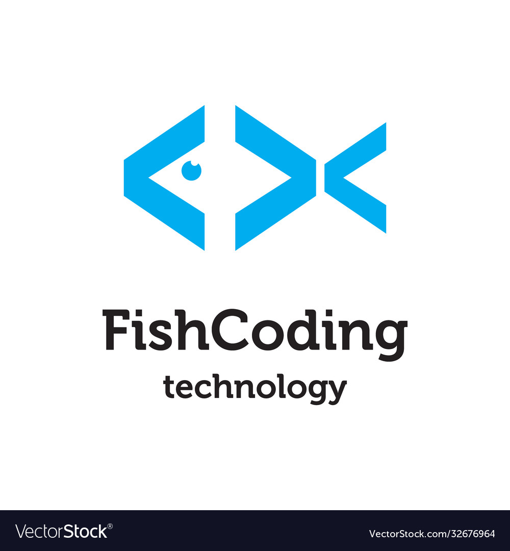 Fish coding logo vector image Fish coding logo