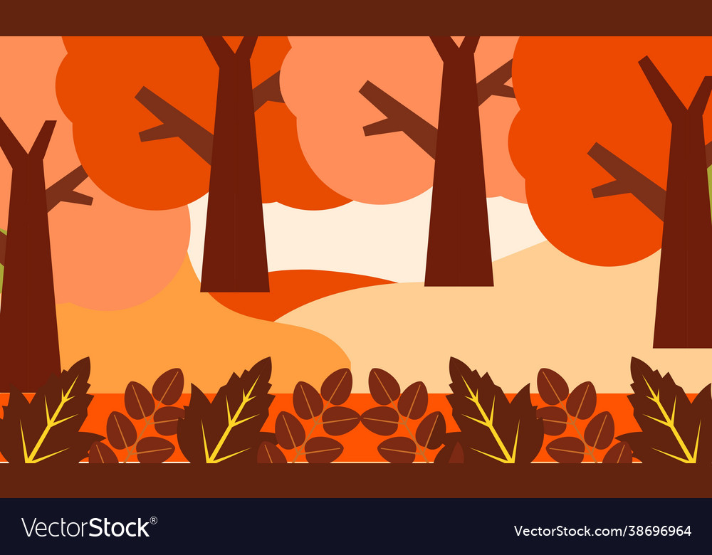 Flat design autumn background with colorful trees