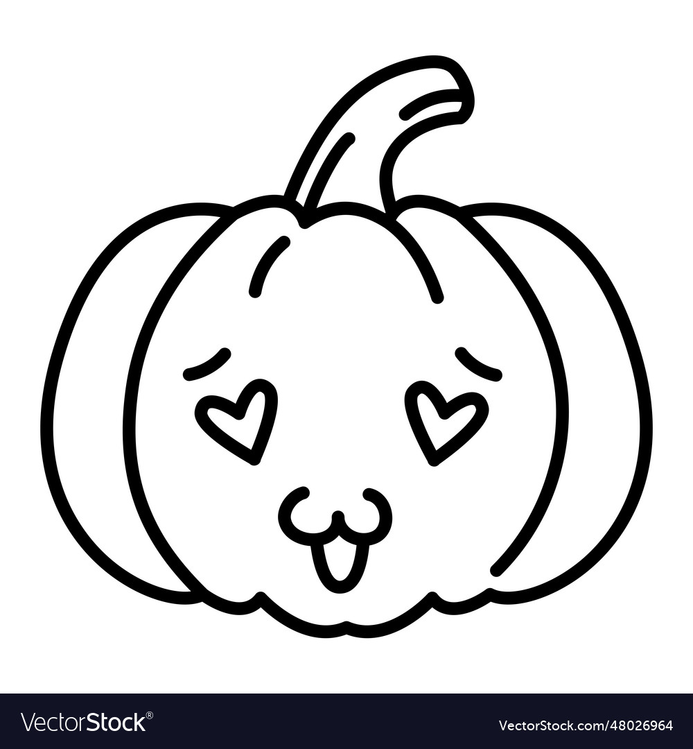 Kawaii pumpkin heart eyes emoji