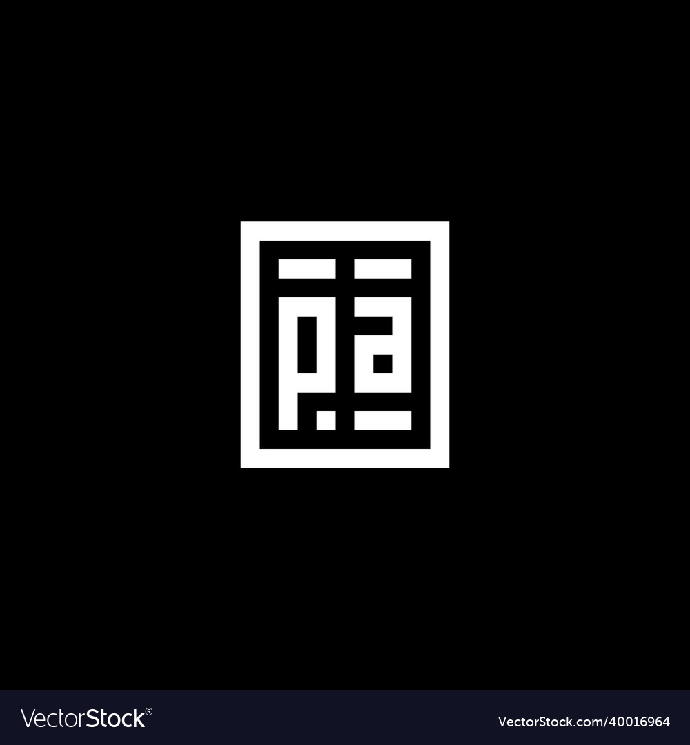 Pa initial logo with square rectangular shape