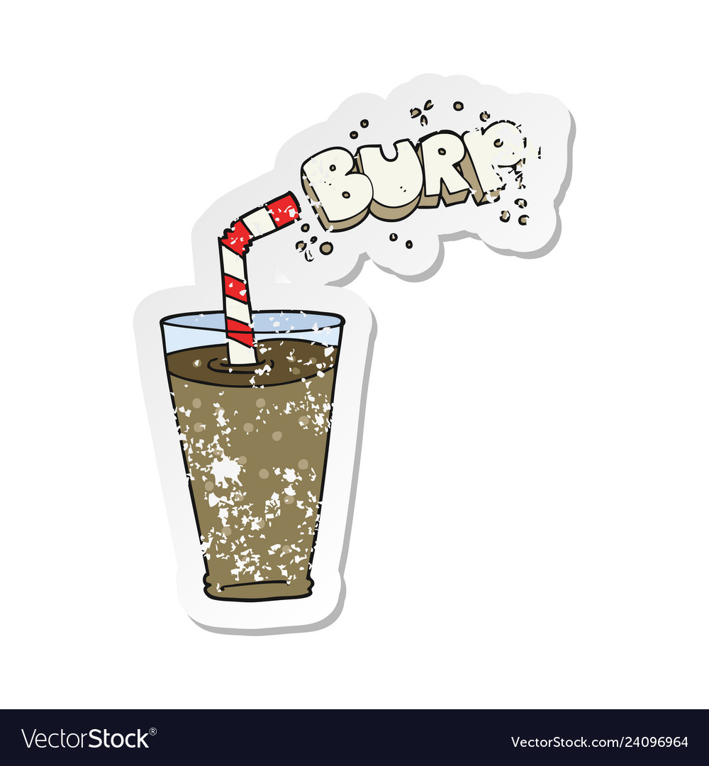 Retro distressed sticker of a cartoon fizzy drink