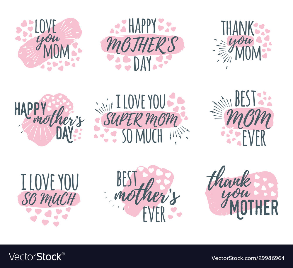 Set happy mothers day banner logo label