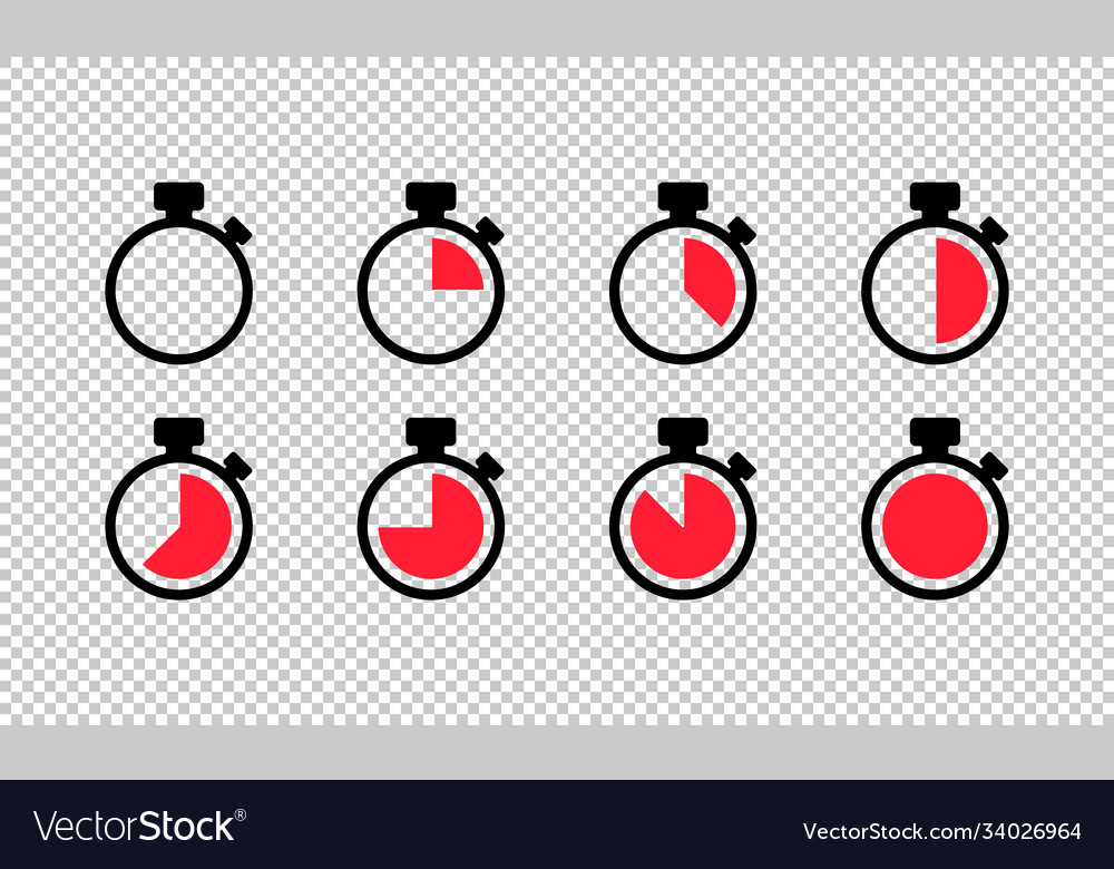 Timer icon set on transparent background