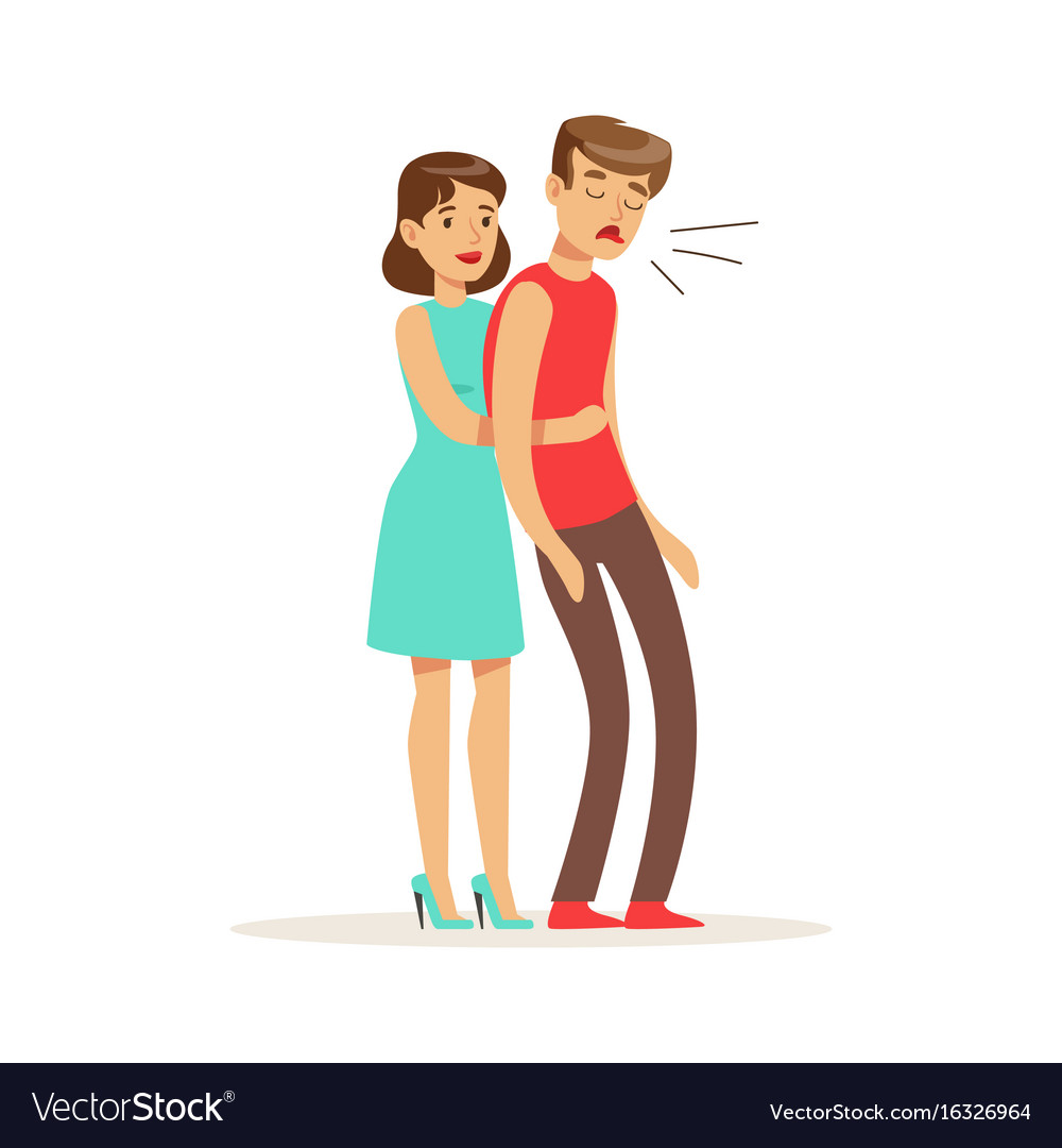 Woman Giving Choking Man A Heimlich Maneuver Vector Image 