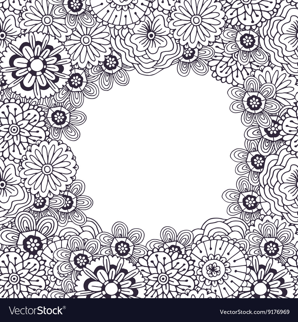 Adult coloring book page frame Royalty Free Vector Image