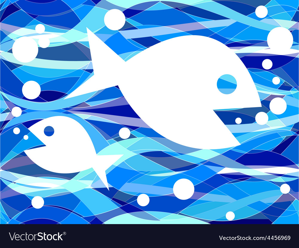 Fish in seamless wavy pattern