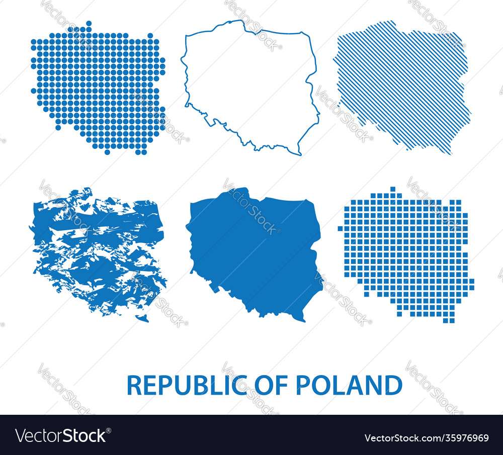 Map republic poland - set silhouettes