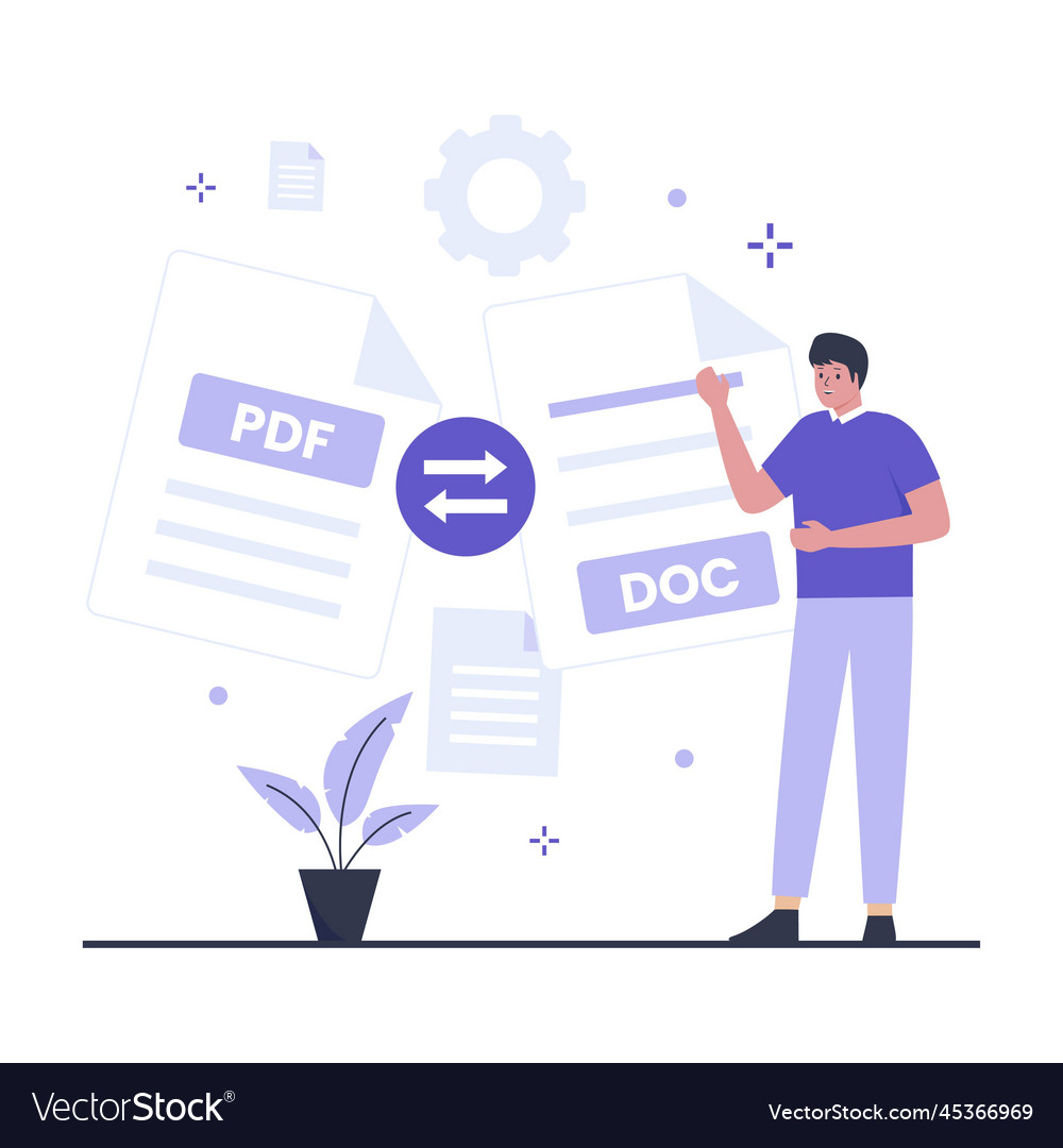 Pdf to doc convert design concept vector image Pdf to doc convert design concept