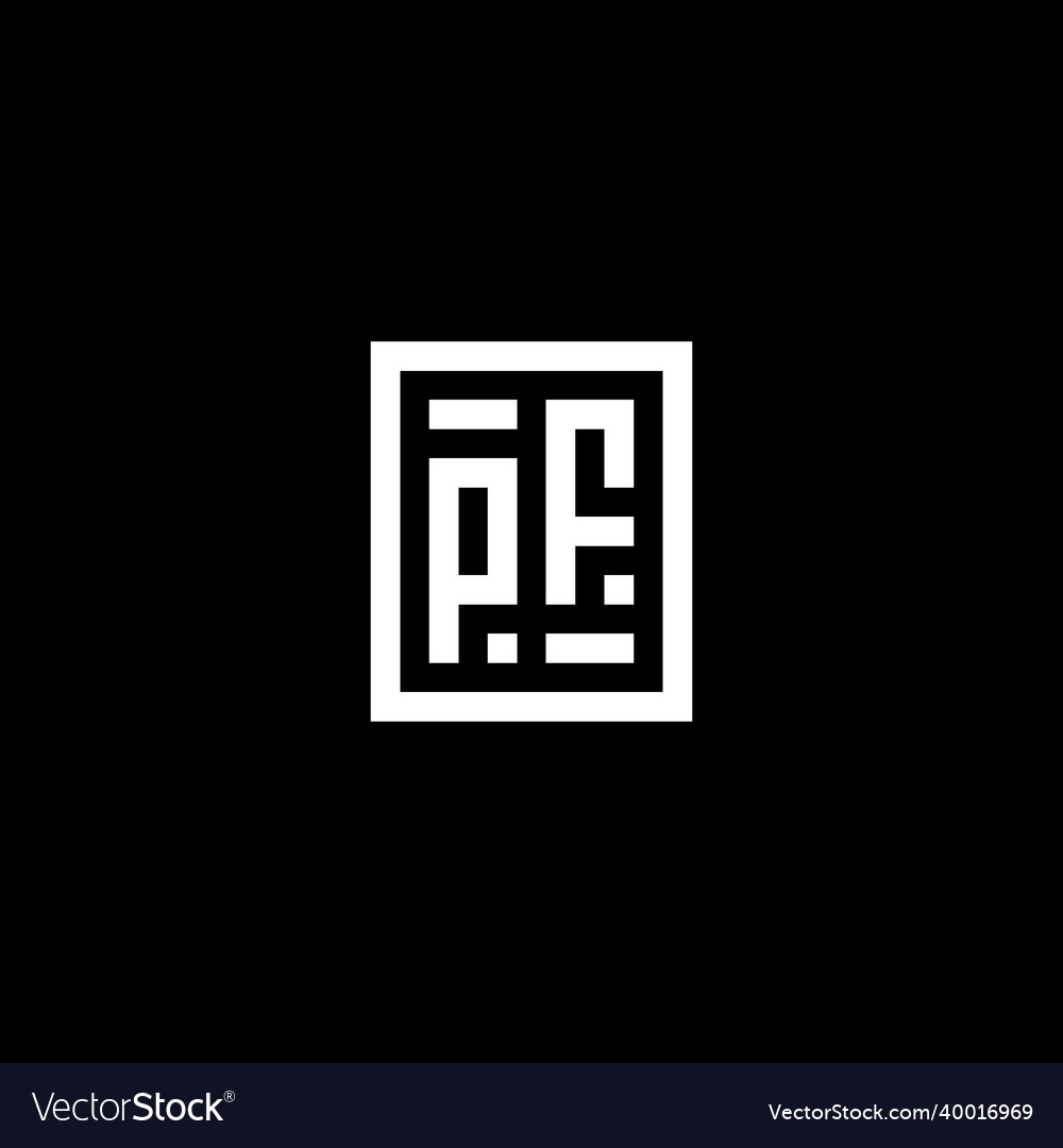Pf initial logo with square rectangular shape