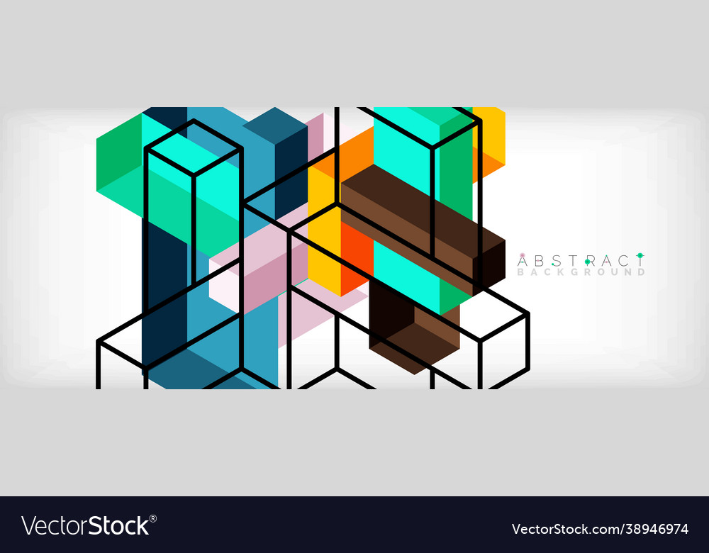 Abstract background 3d cubes cubic elements vector image Abstract background 3d cubes cubic elements