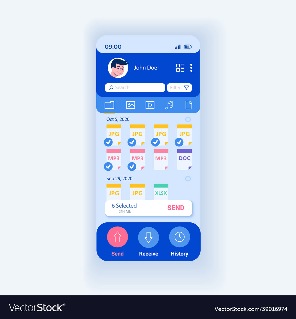 Application for sharing files and data smartphone vector image Application for sharing files and data smartphone