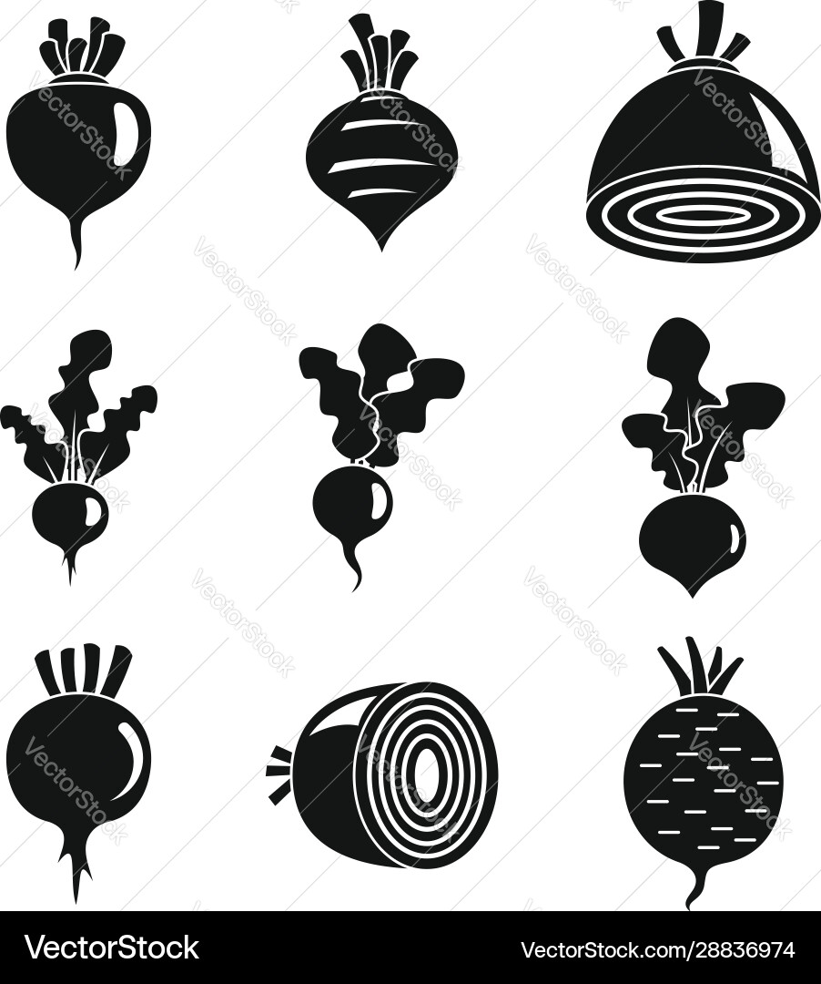 Beetroot icons set simple style Royalty Free Vector Image