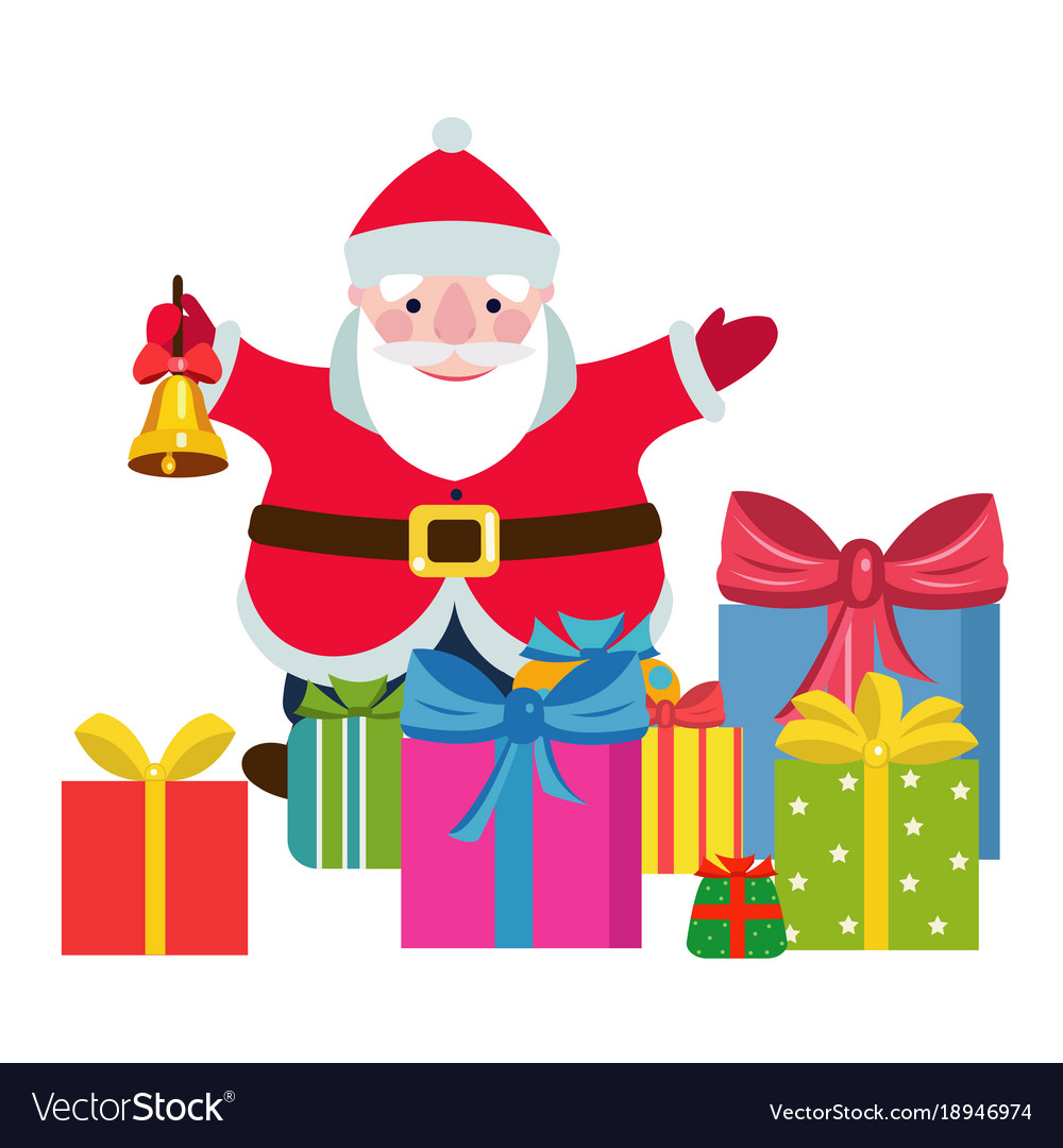 Cartoon santa claus with a gifts