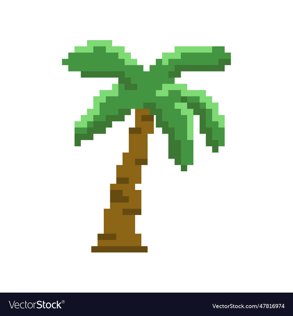 Coconut Tree Pixel Art On White Background Vector Image