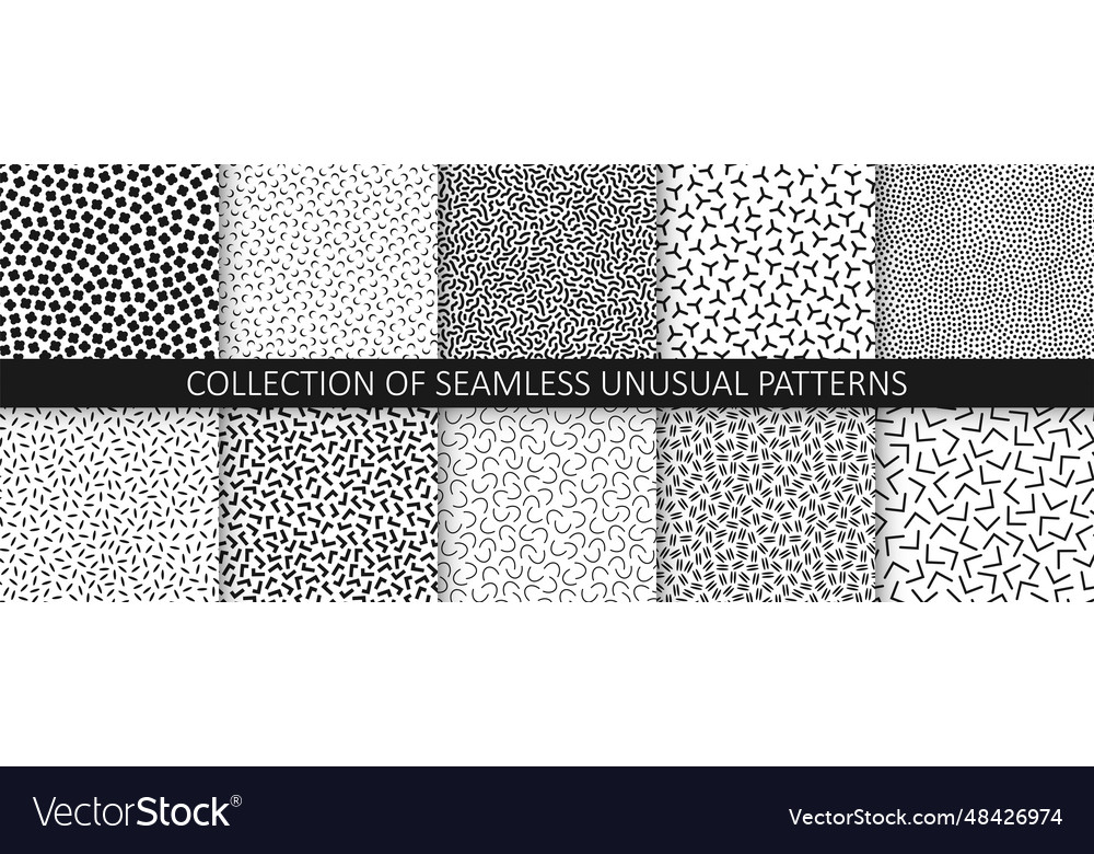 Collection of seamless black and white Royalty Free Vector