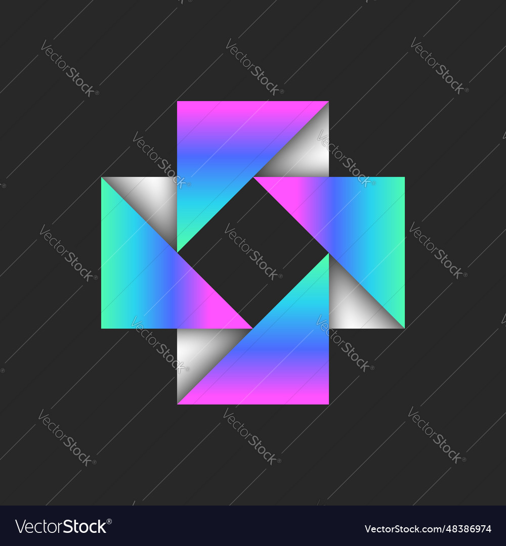 Cross shape logo with rectangle corners from fold