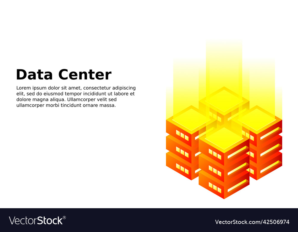 Datacenter isometric abstract 3d hosting server