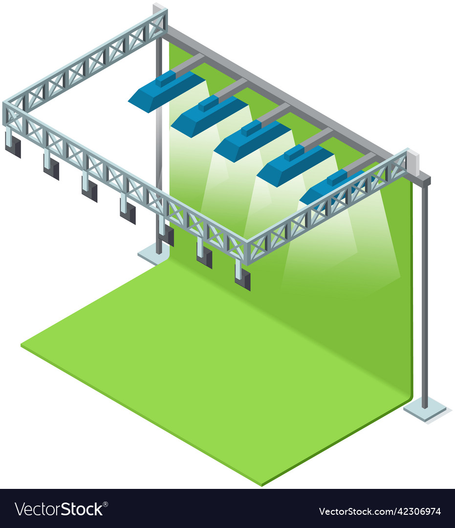 Green screen backdrop and lighting in photo