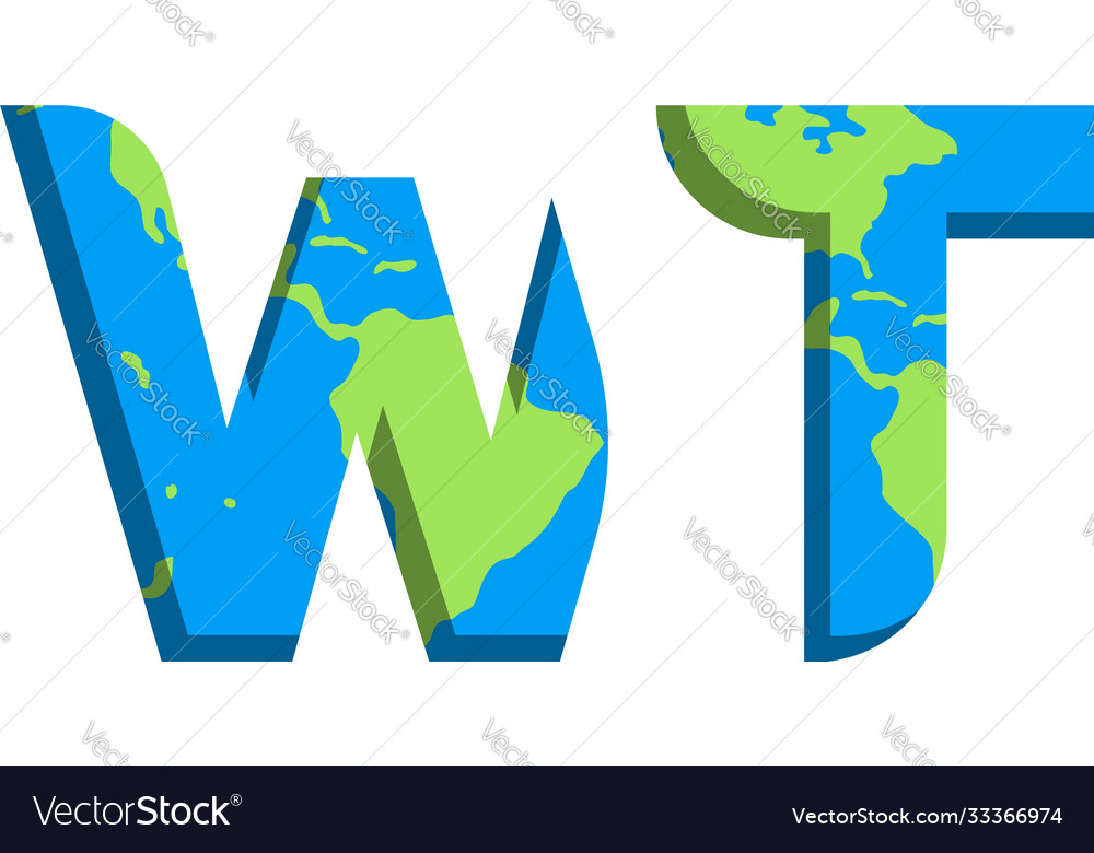 Initial wt logo design with world map style
