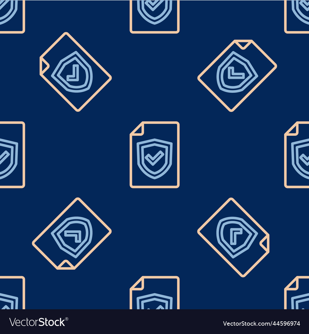 Line contract with shield icon isolated seamless