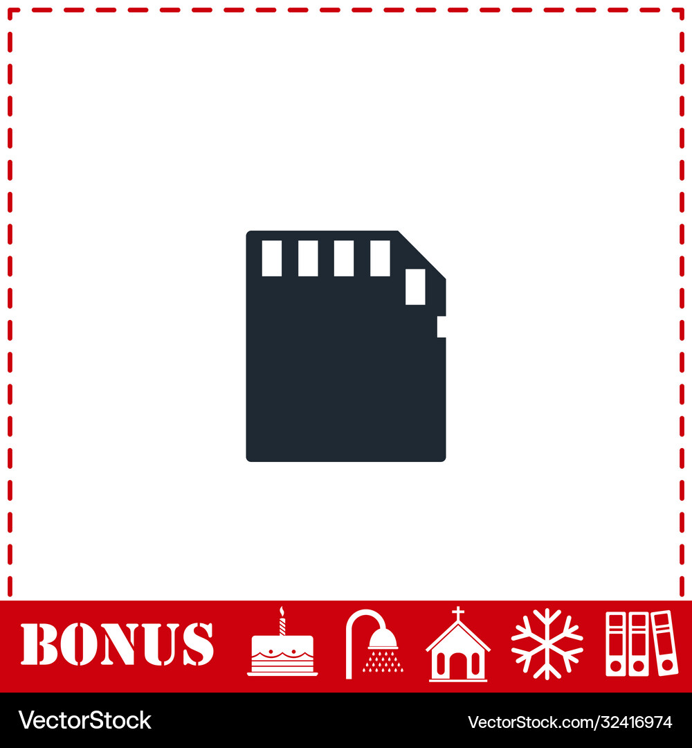 Memory card icon flat Royalty Free Vector Image