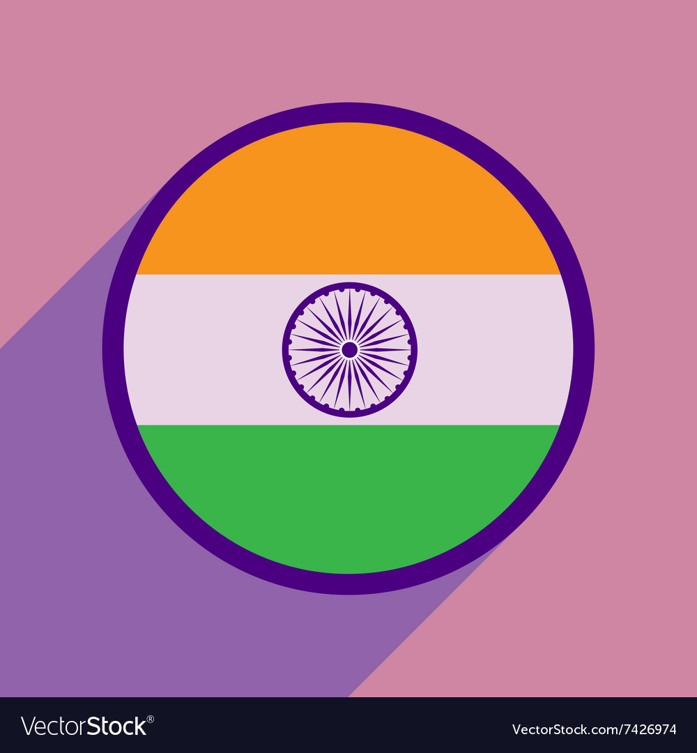 Modern flat icon with long shadow flag of india